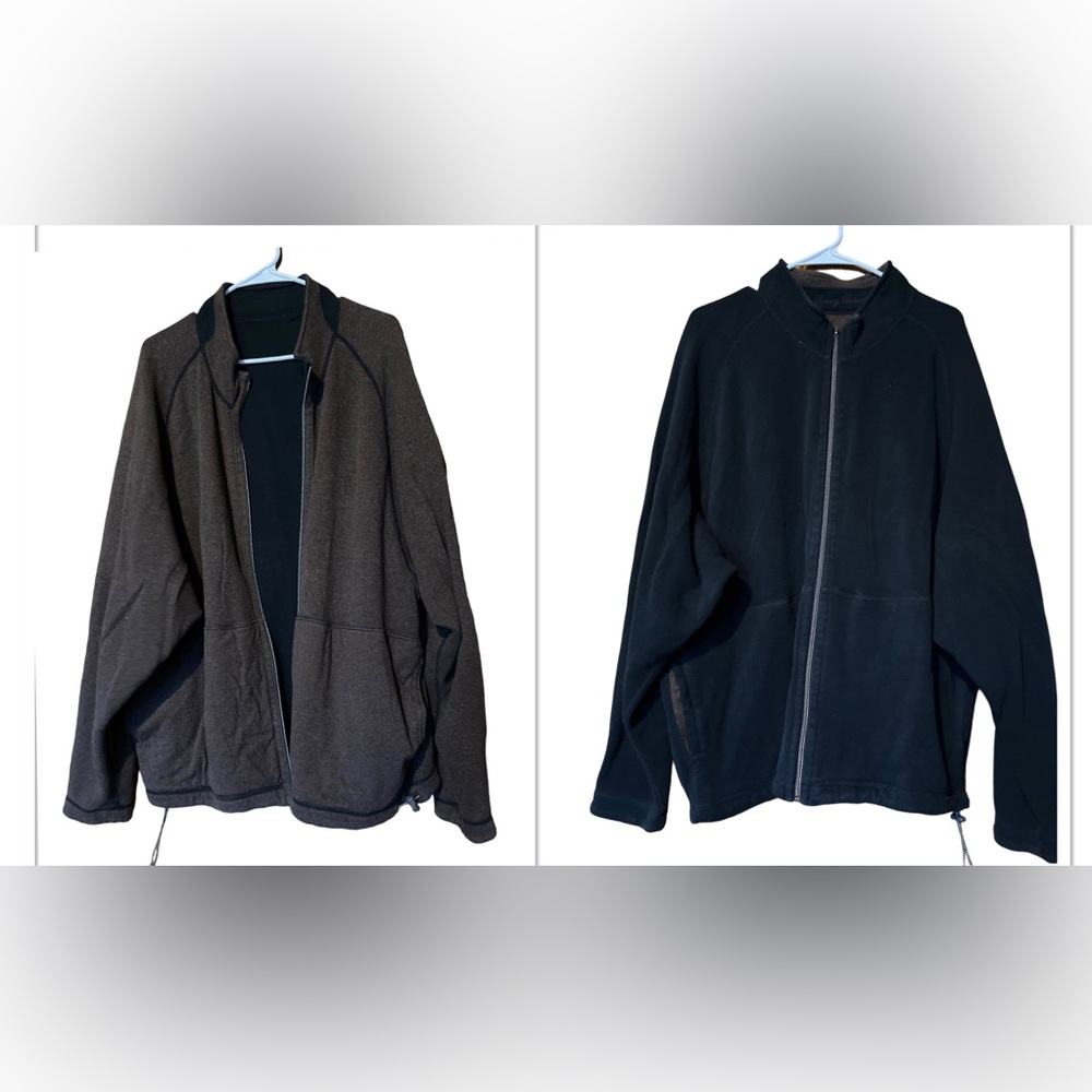 Tommy Bahama Large Reversible Sweater Jacket Full Zip Black and Brown